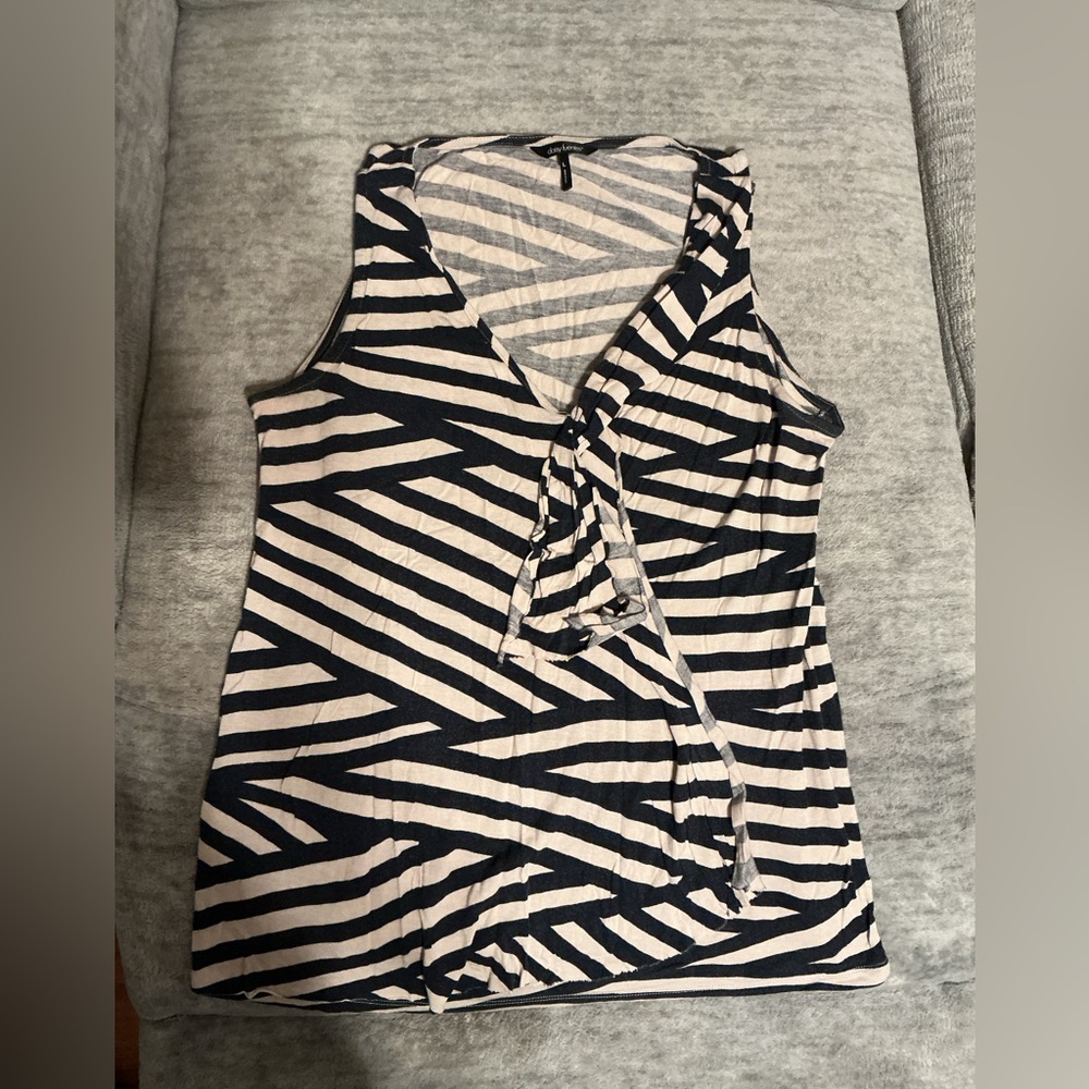 Daisy Fuentes Striped Tie‑Front Sleeveless Top – Size L